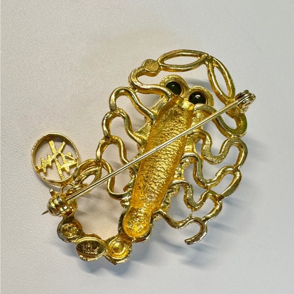 Vtg Signed Hobé Gold Plated Jade Scorpion Figural Pin Brooch Rare - Picture 6 of 7